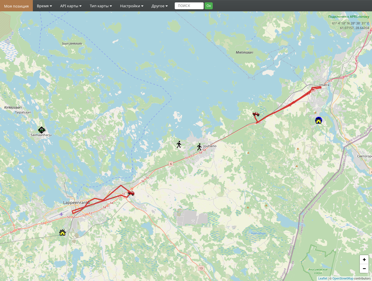 APRS маяки на карте