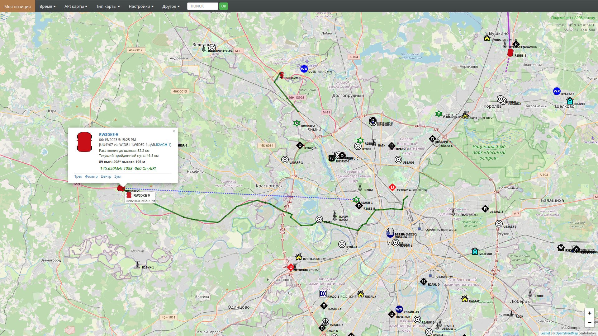 Карта APRS-IS